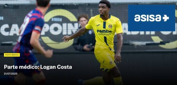 比利亚雷亚尔官方:洛根-科斯塔左膝前十字韧带完全撕裂