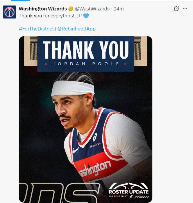 华盛顿奇才宣布欢迎新成员加盟 致谢前队员奠定基石