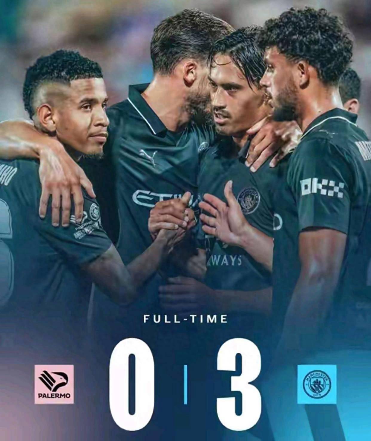 哈兰德首开纪录,赖因德斯双响,曼城3-0完胜巴勒莫